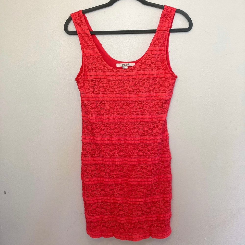 Forever 21 Red Lace Mini Dress Size:L
